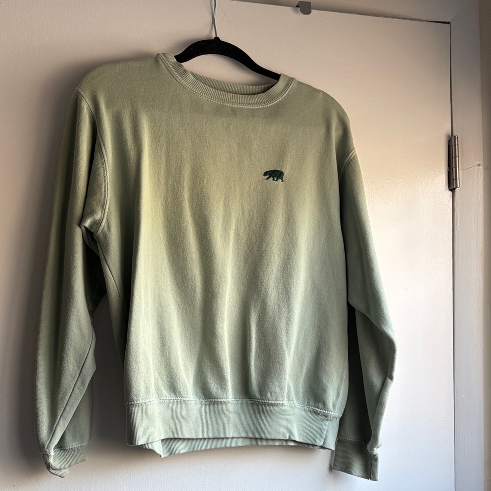 Brandy Melville Light Green Crewneck with Bear Emblem